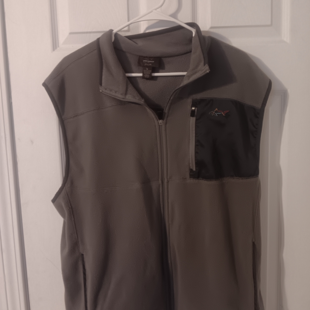 Greg Norman For Tasso Elba Fleece Gray Vest Mens Large